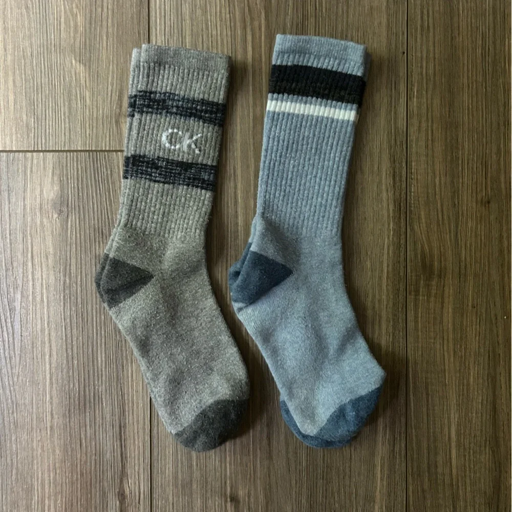 Calvin Klein | Two Pairs of Cotton Crew Socks (Grey / Light Blue)